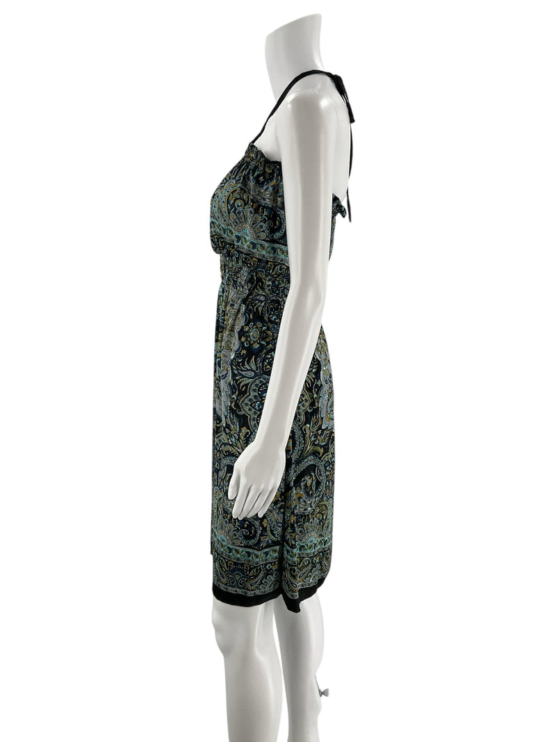 Classique Black/Blue Paisley Pre-Owned Ladies Dress - Size Small
