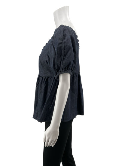 Kika Vargas for Target Blue Peplum Kika Vargas Blue Solid Pre-Owned Ladies Casual Top - Size XS - Size XS