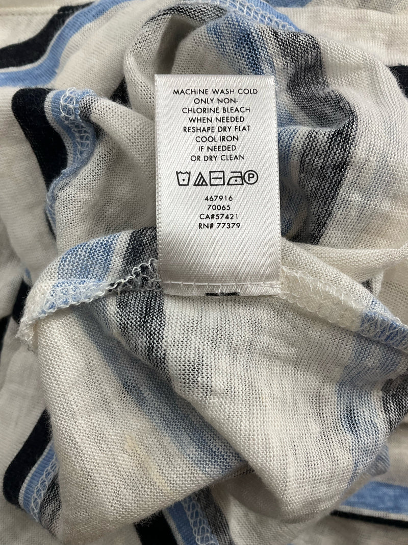 Ann Taylor White/Blue Stripe Pre-Owned Ladies Top - Size Small