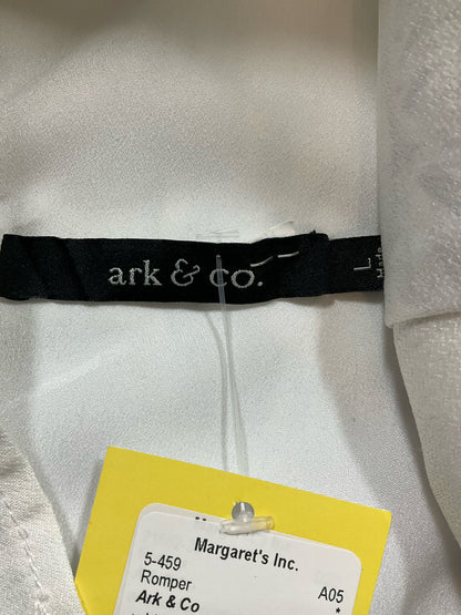 Ark &amp; Co Tropical Leaf Print Cap Sleeve Romper White Charcoal Size Large