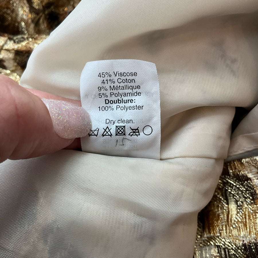 J Crew gold animal print dress in size 4, featuring a stylish design and elegant silhouette for women.