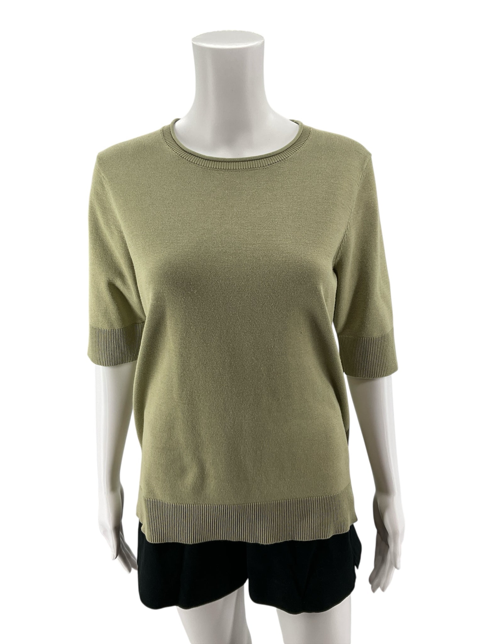 Cable &amp;amp; Gauge Cable &amp; Gauge Sage Green Ribbed Cuff Knit Top Size Large