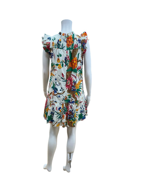 Love The Label Floral Smocked Ruffle Neck Mini Dress Size XS