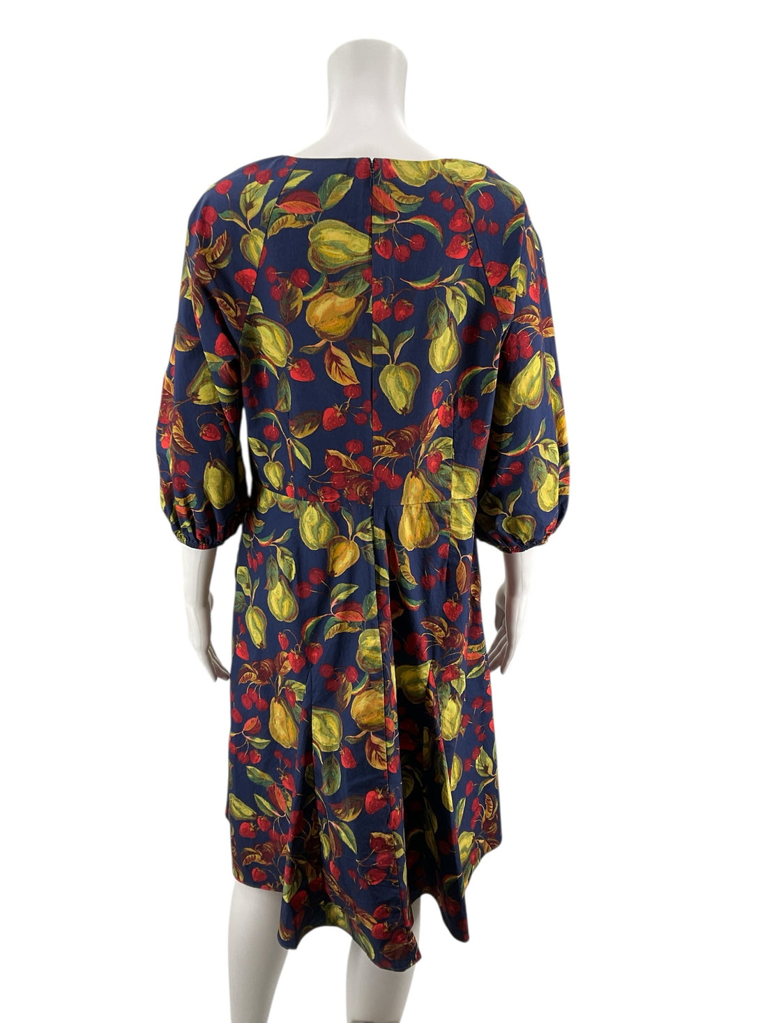 Talbots Navy/Green/Red Fruit Pre-Owned Ladies Dress - Size 12 Petite