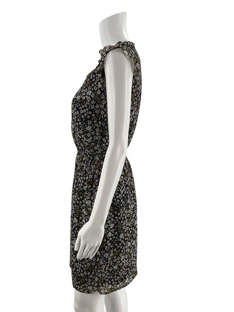 Loft Black/White/Yellow Floral Pre-Owned Ladies Dress - Size XS