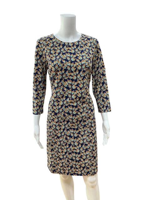 J. McLaughlin Catalina Cloth Leaf Print Sheath Dress Navy Size Medium