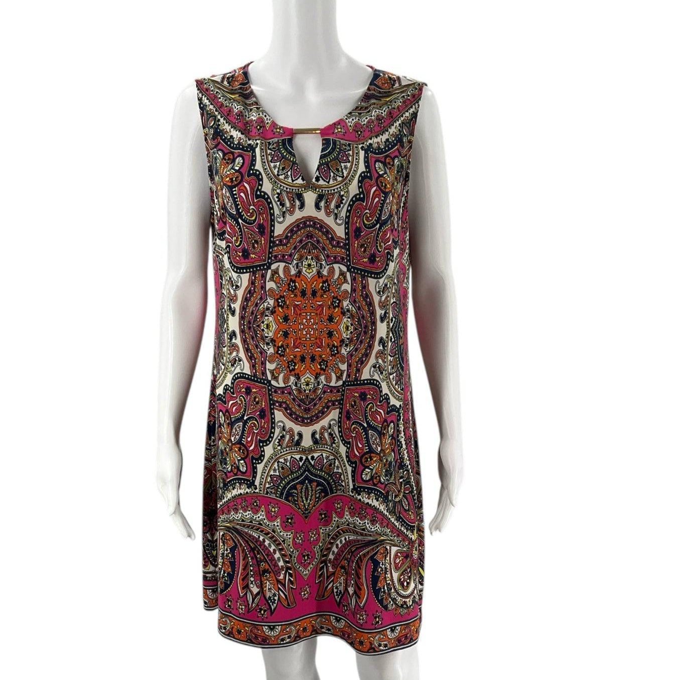 Haani Pink/Orange/Navy Paisley Ladies Pre-Owned Dress - Size XL Petite - Margaret’s Fine Consignment