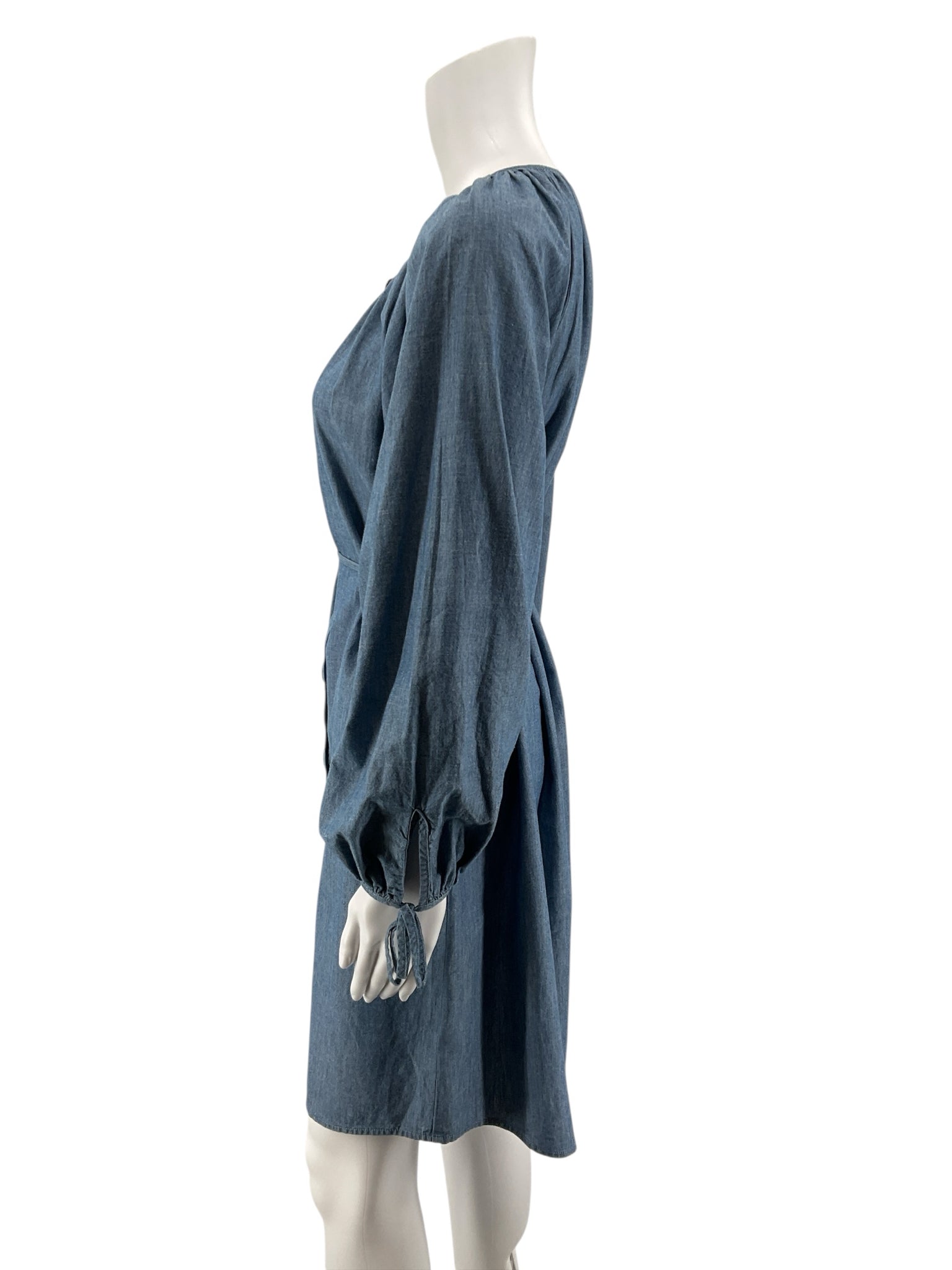J Crew Size Small Tall Blue Chambray Pre-Owned Ladies Dress