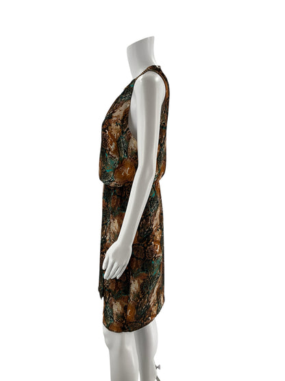 Bisou Bisou Brown/Teal Snake Pre-Owned Ladies Dress - Size 6 - ONLINE ONLY