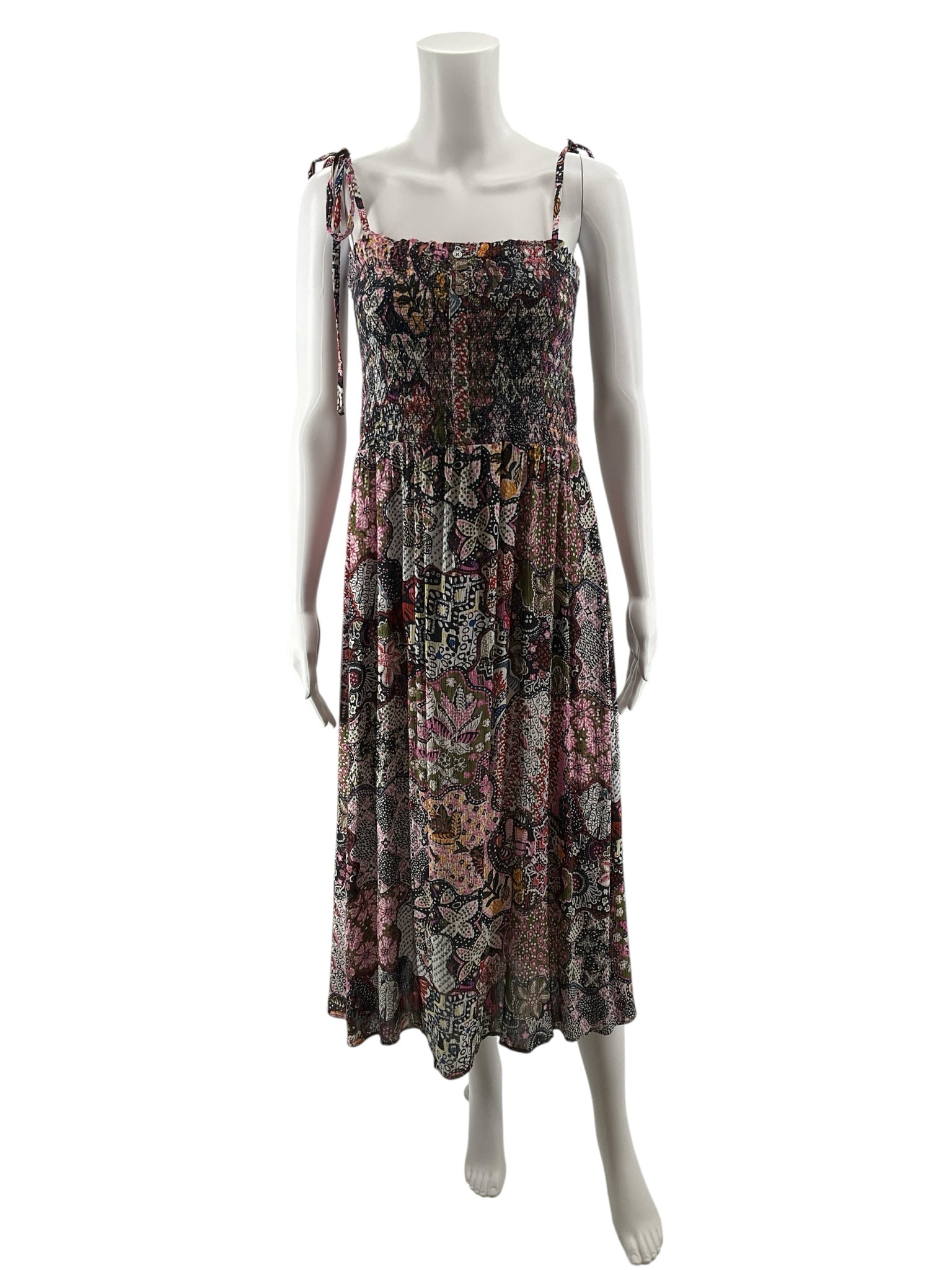 LOFT Navy &amp; Pink Floral Dress – Women’s Size Small