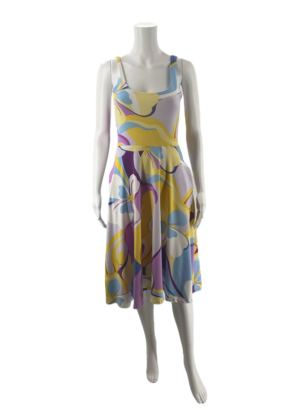 Edwards Purple/Yellow/Black Print Pre-Owned Ladies New With Tags Dress - Size Small