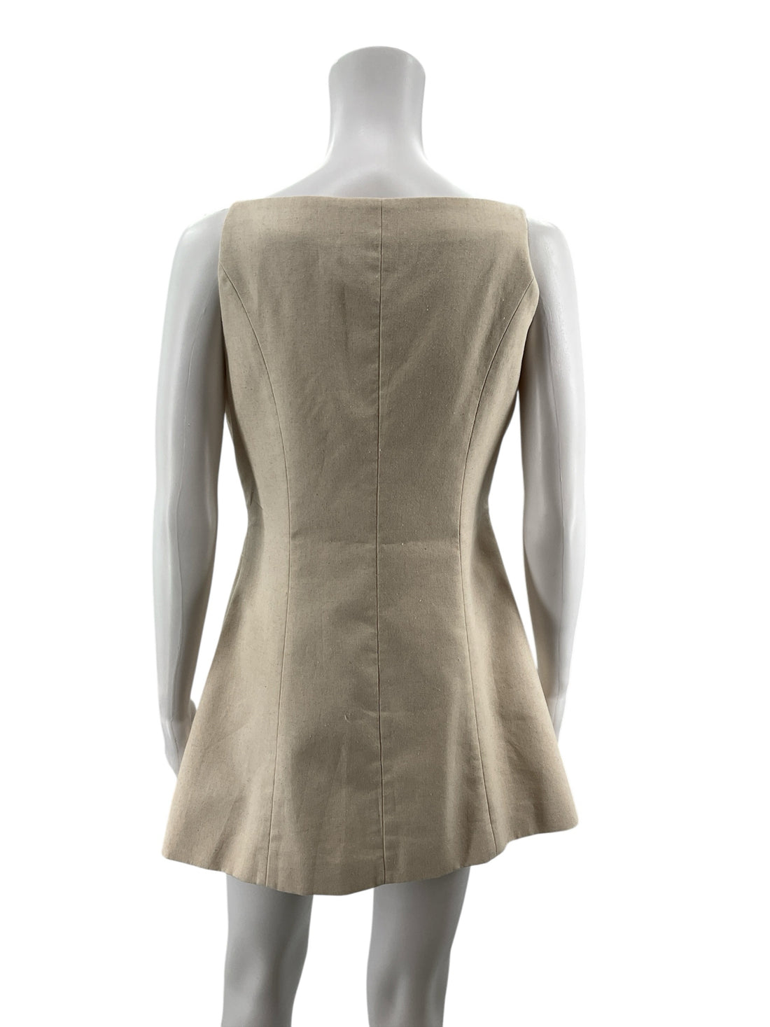 Cider Beige Linen Blend Button Front Cami Mini Dress Size Small