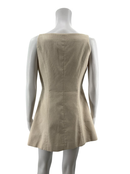 Cider Beige Linen Blend Button Front Cami Mini Dress Size Small