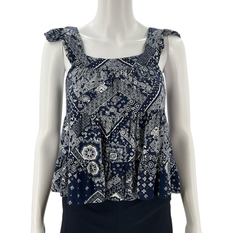 Monteau Navy/White Bandana Pre-Owned Ladies Top - Size Small - Margaret’s Fine Consignment
