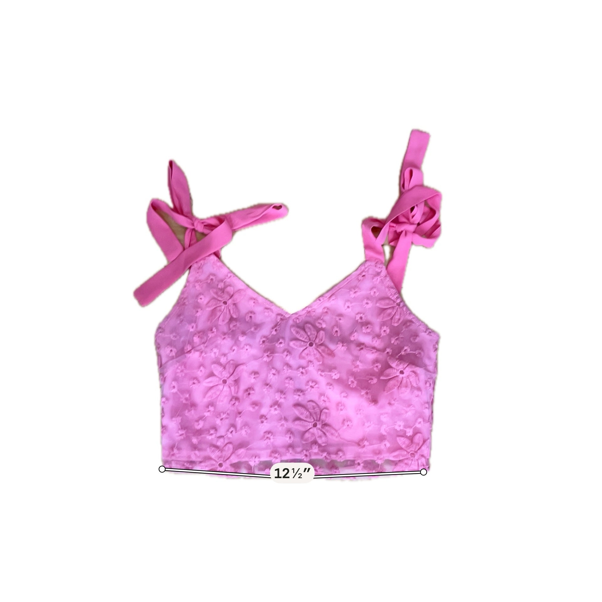 mi ami Pink Floral Embroidered Mesh Two-Piece Skirt Set | Size XS