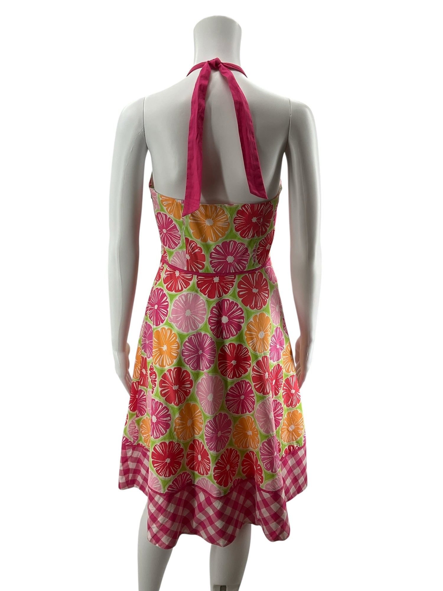 Lilly Pulitzer Delia Halter Dress Juicy Citrus Print Size 2