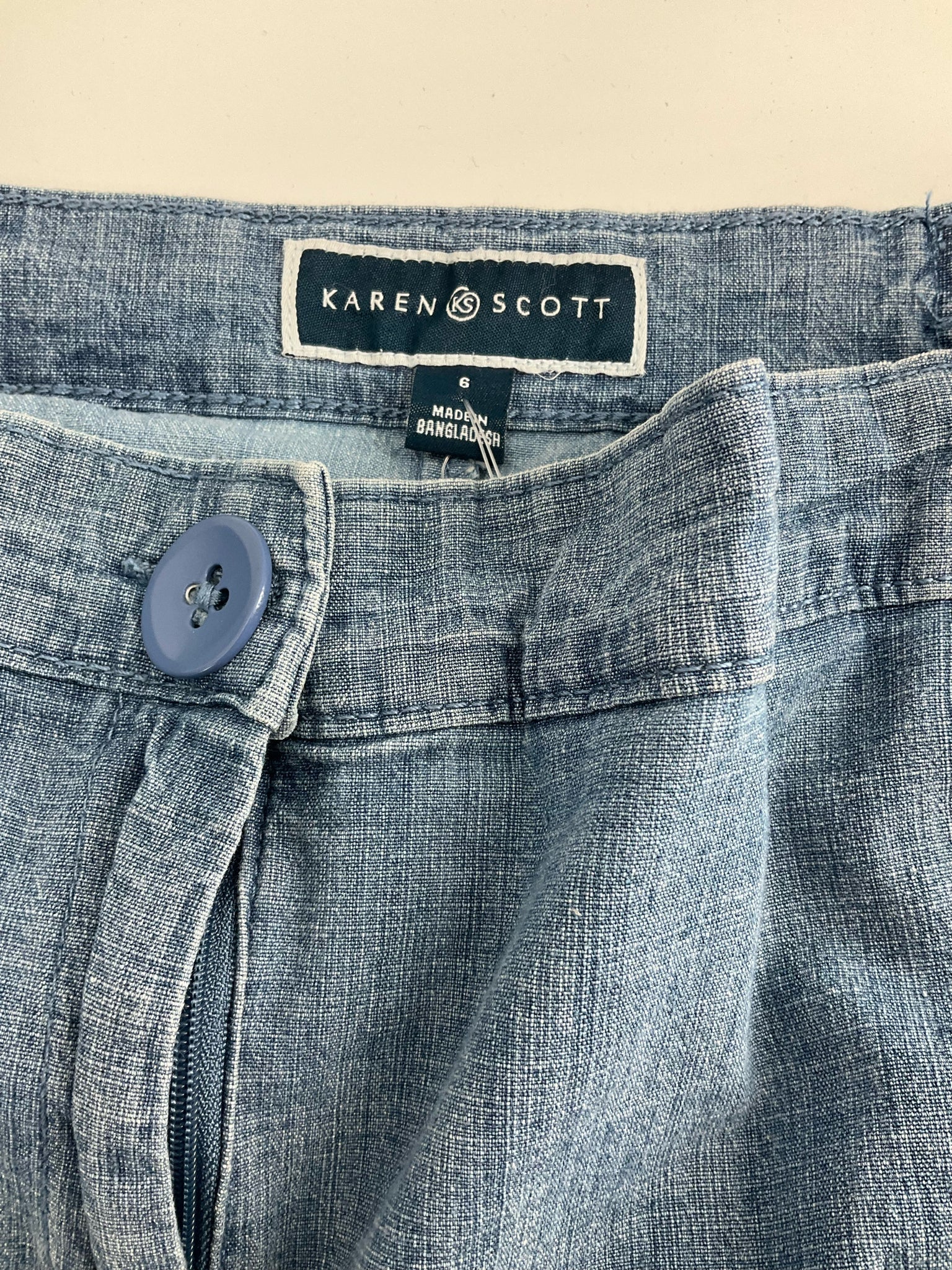 Karen Scott - Blue Solid Pre-Owned Ladies Skirt - Size 6