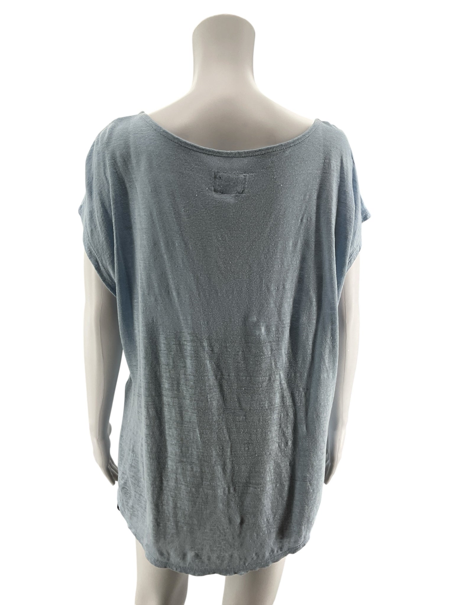 Sigrid Olsen Baby Blue 100% Linen Cap Sleeve Top Size XL