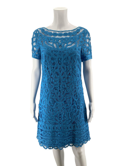 Lilly Pulitzer Size M Turquoise Lace Pre-Owned Ladies Dress