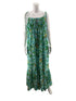 Kate Spade New York aqua/green/yellow Maxi, Sundress, A-Line, Tiered, Smocked, Resort Sea Wonder Fish Print Smocked Maxi Dress Size XL - Size XL