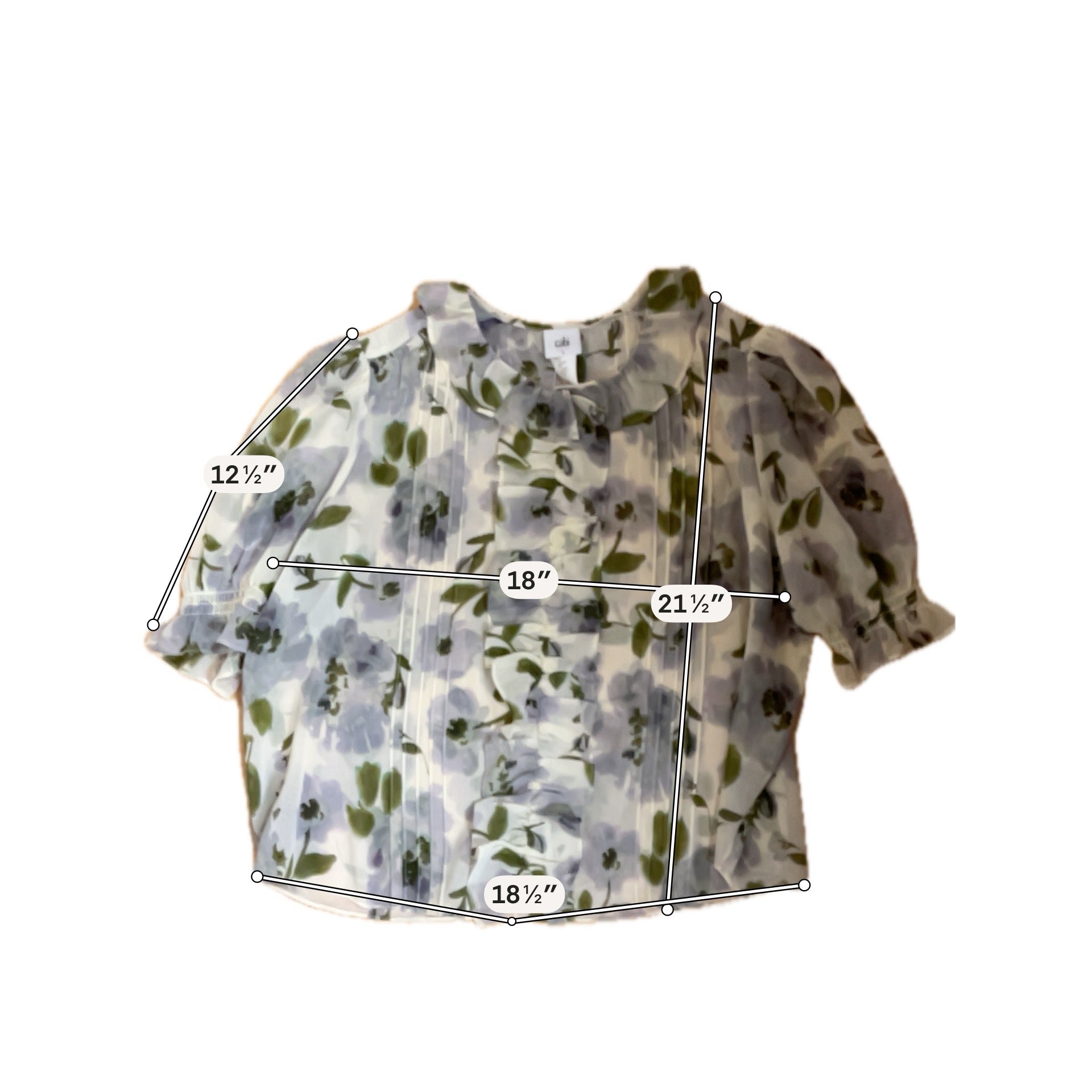 cabi green/cream Casual Top - Downstairs Size L green/cream Floral Pre-Owned Ladies Casual Top - Downstairs - Size L