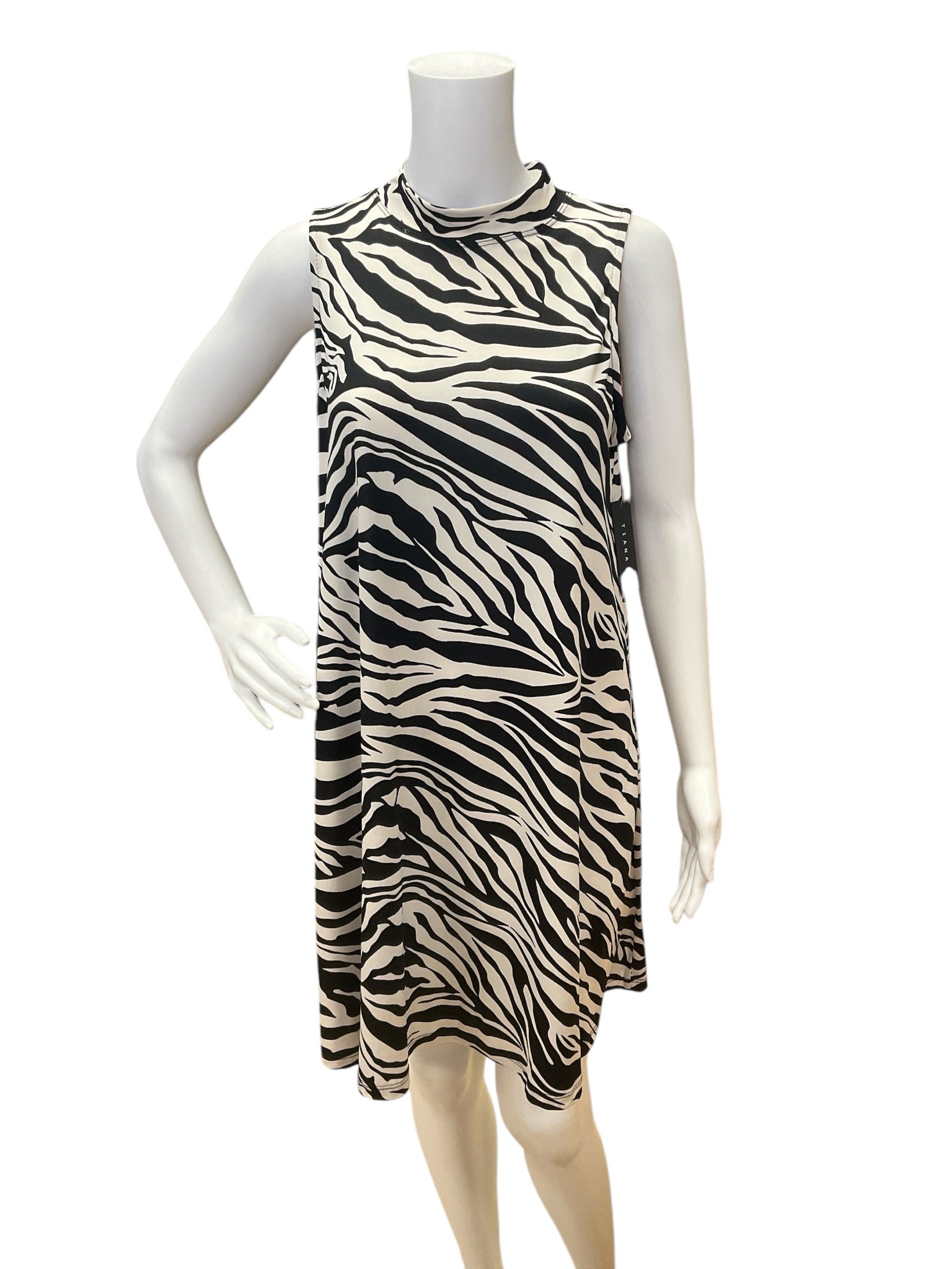 Tiana B. White/Black Zebra Dress Size Medium