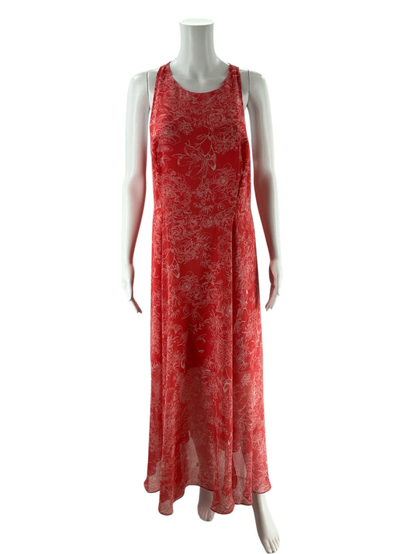 Tommy Hilfiger Coral/White Floral Pre-Owned Ladies Dress - Size 12