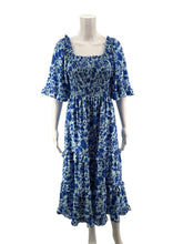 She + Sky Blue Maxi She + Sky Blue Floral Smocked Tiered Midi Dress Size Small - Size S
