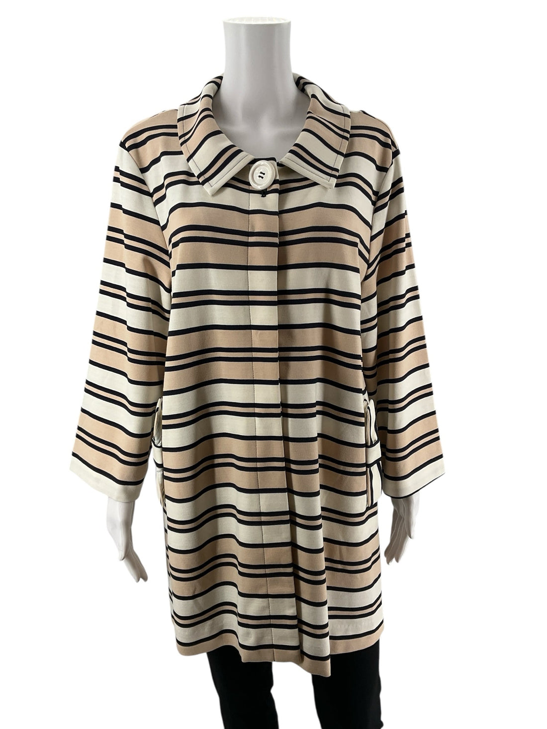 Sara Campbell Tan/Cream Stripe Pre-Owned Ladies Jacket - Size XL - Margaret’s Fine Consignment