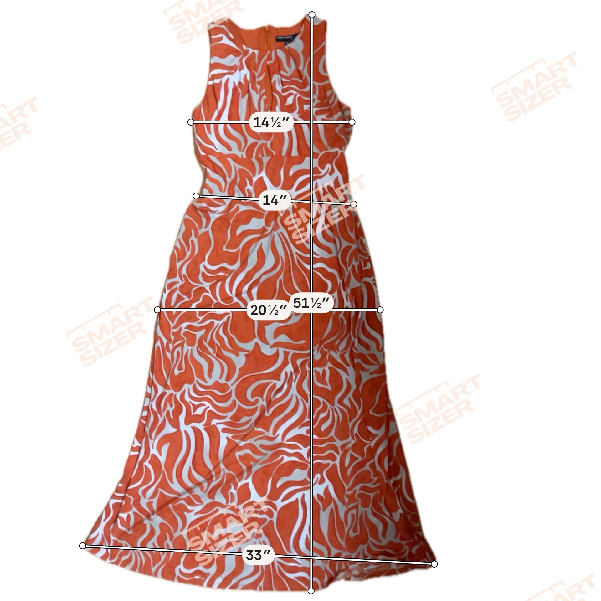 Maggy London Tan/orange Maxi Orange &amp; Ivory Swirl Print Keyhole Maxi Dress Size 2 - Size 2