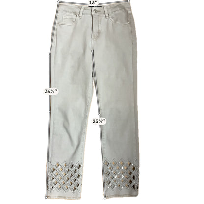 Joseph Ribkoff Rhinestone Embellished Raw Hem Cropped Jeans Size 6 - ONLINE ONLY
