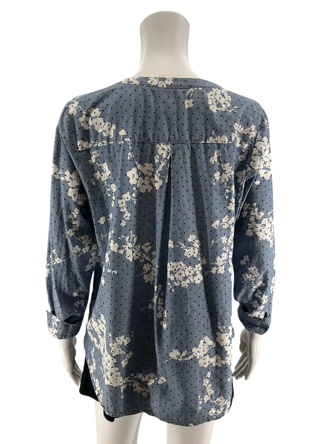 Talbots Petite Floral Polka Dot Chambray Tunic Top Size MP