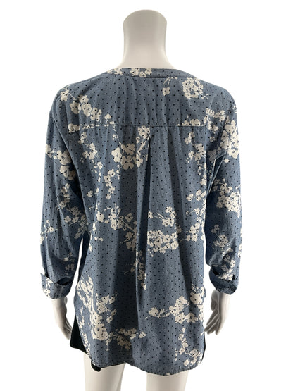 Talbots Petite Floral Polka Dot Chambray Tunic Top Size MP