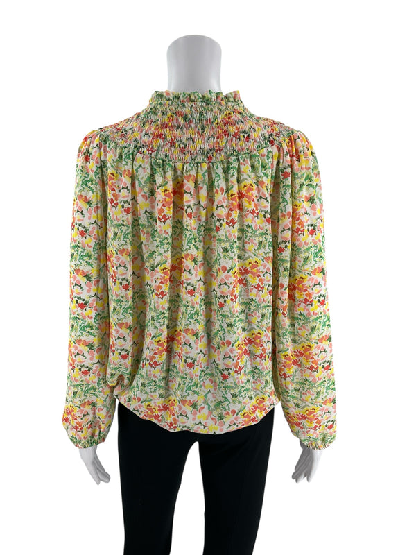 Loft Coral/Yellow/Green Floral Pre-Owned Ladies Top - Size Medium - Margaret’s Fine Consignment