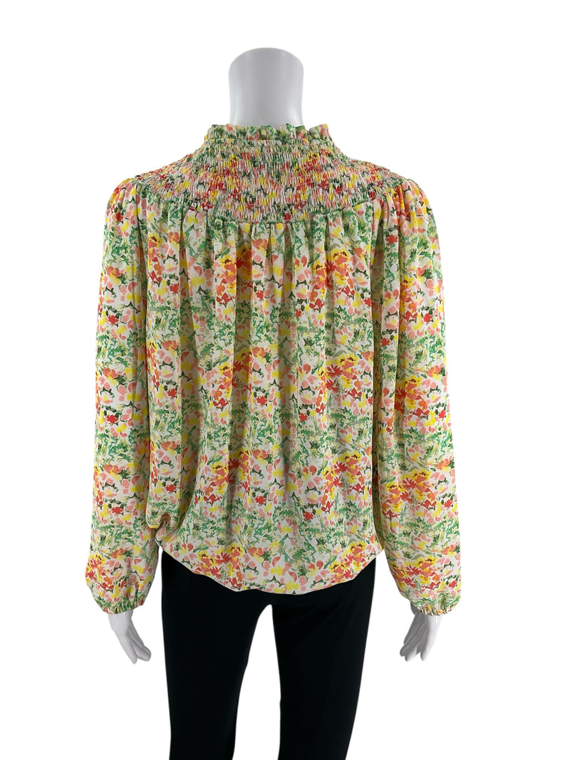 Loft Coral/Yellow/Green Floral Pre-Owned Ladies Top - Size Medium - Margaret’s Fine Consignment