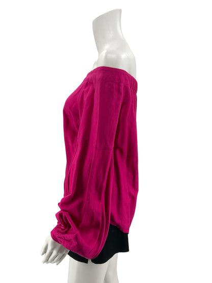 Floreat Fuchsia Off-The-Shoulder Bishop Sleeve Blouse Size 4 - ONLINE ONLY