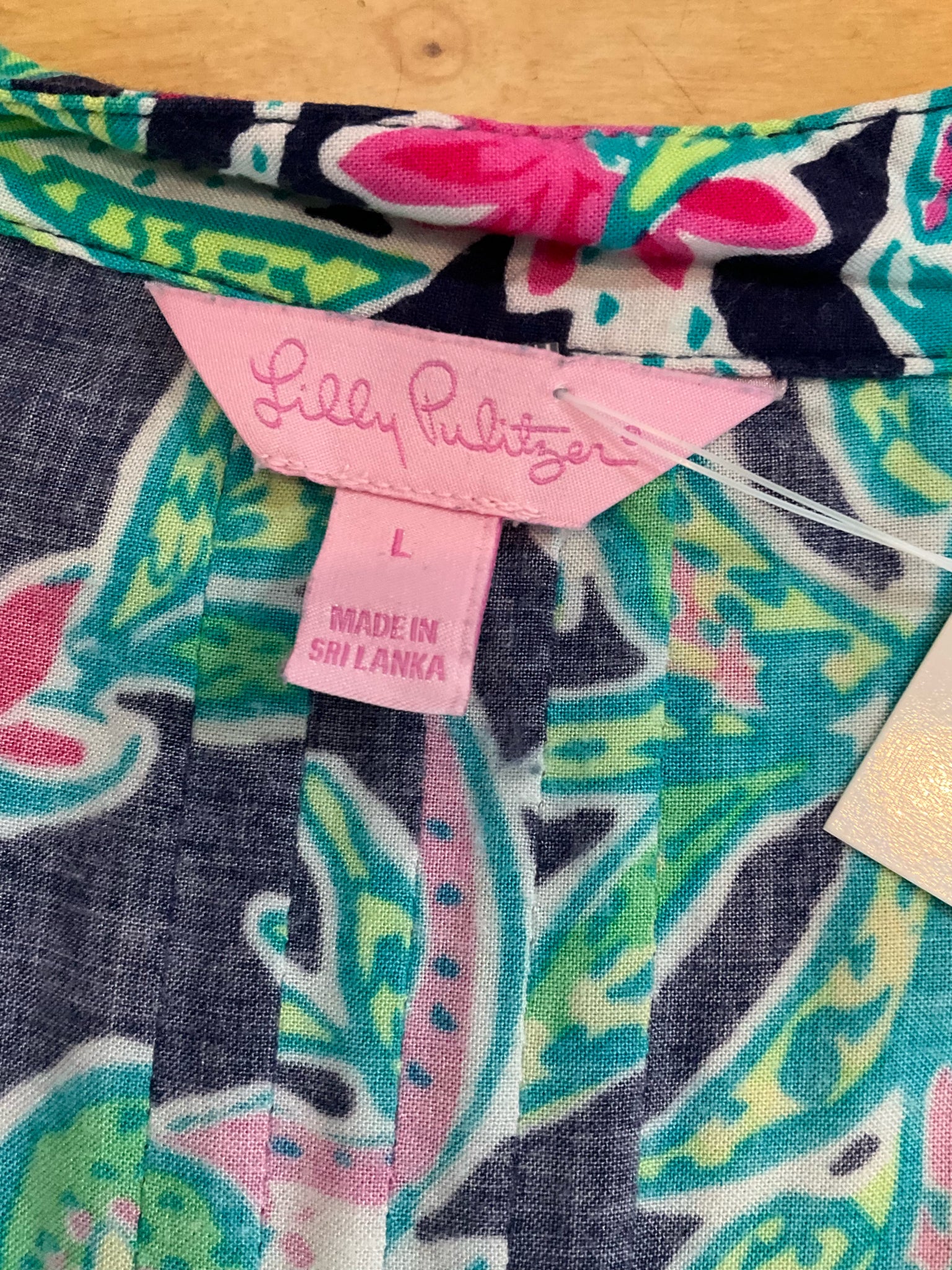 Lilly Pulitzer Size L navy/green/yellow/pink Pre-Owned Ladies Tops