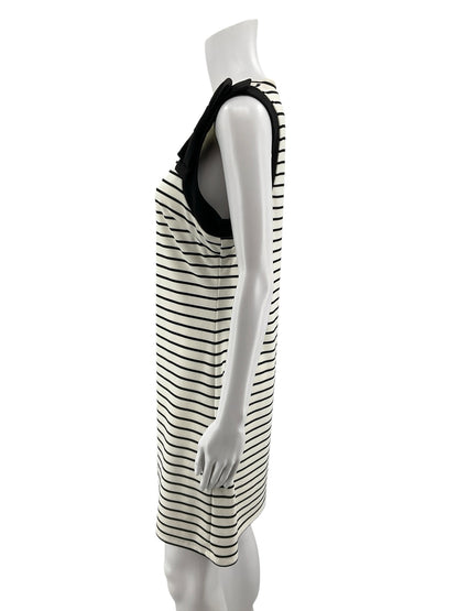 Ivanka Trump Striped Bow Shoulder Sheath Dress Black White Size 8