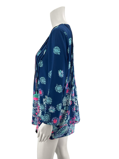 Lilly Pulitzer Elsa Top Catch and Release Print Navy Blue Size L - Downstairs