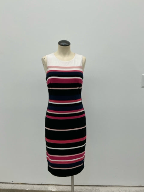 White House Black Market Striped Sheath Dress Navy Pink White Size 4 - ONLINE ONLY