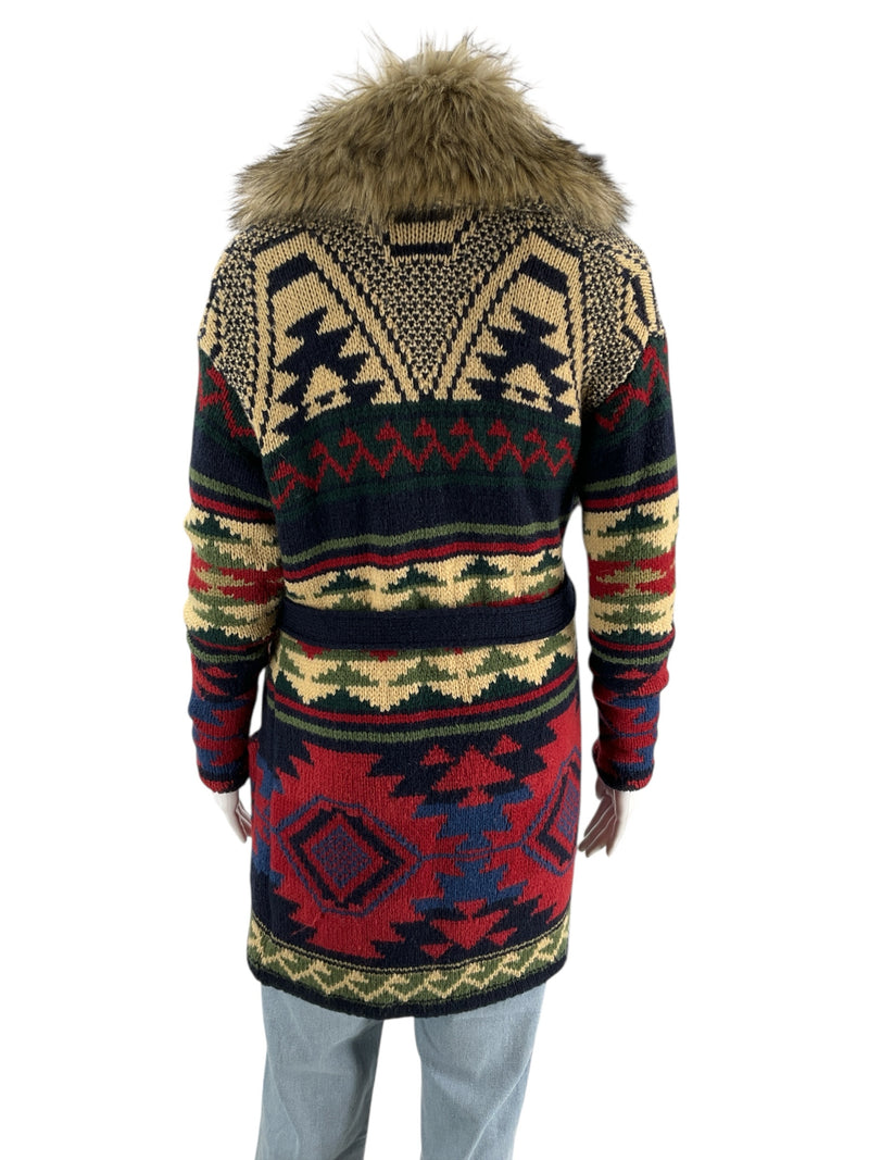 Ralph Lauren Green/Navy/Tan Fur Pre-Owned Ladies Shrug - Size XXS