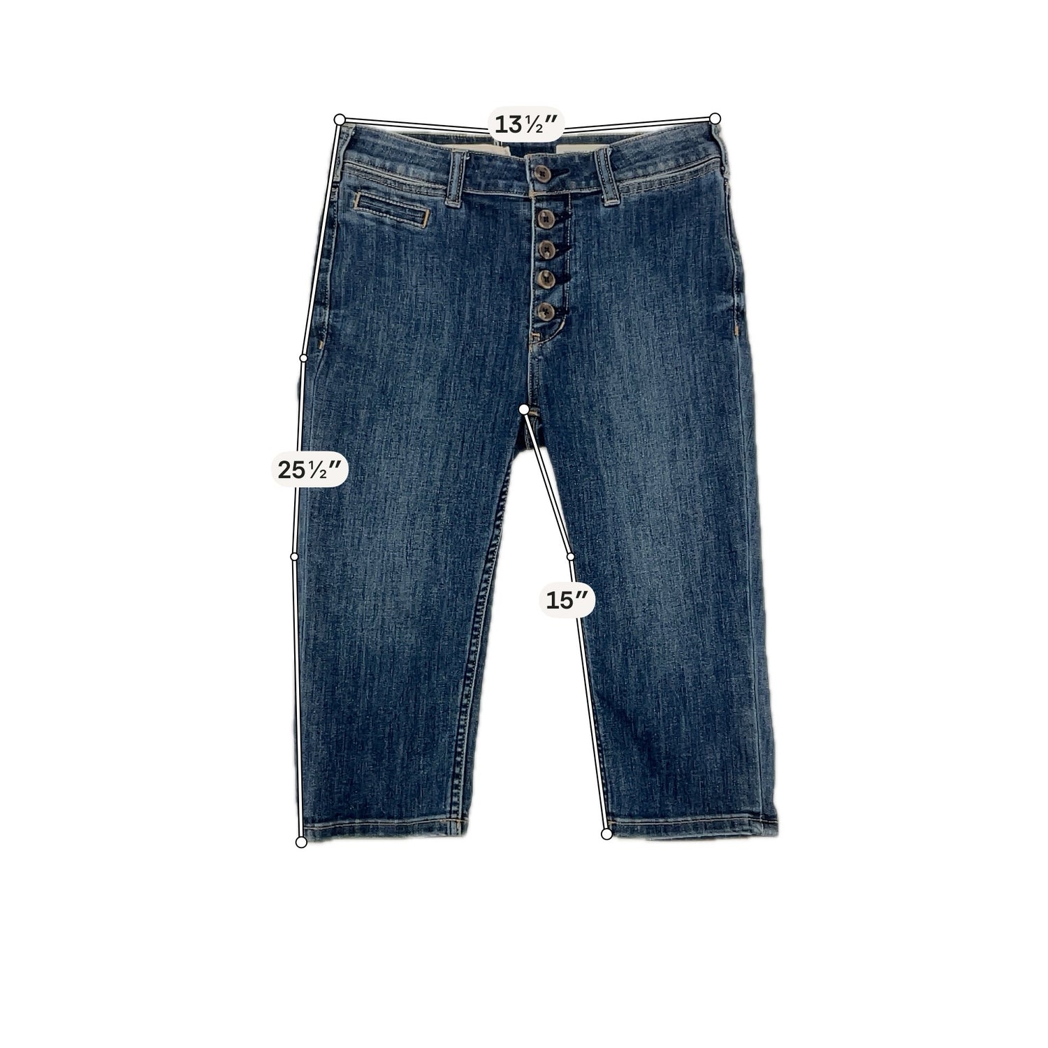 Pilcro and the Letterpress High-Rise Button-Fly Cropped Capri Jeans Size 6