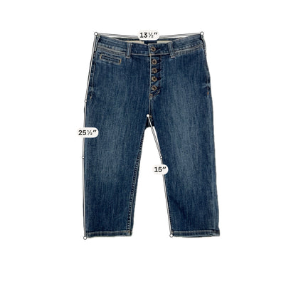 Pilcro and the Letterpress High-Rise Button-Fly Cropped Capri Jeans Size 6