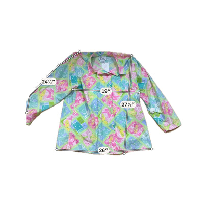 Lily Pulitzer Size XL lime/multi color Print Pre-Owned Casual Top - Downstairs