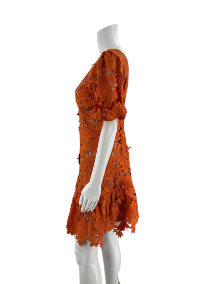 Adelyn Rae Orange/Tan Pre-Owned Ladies Dress - Size Small