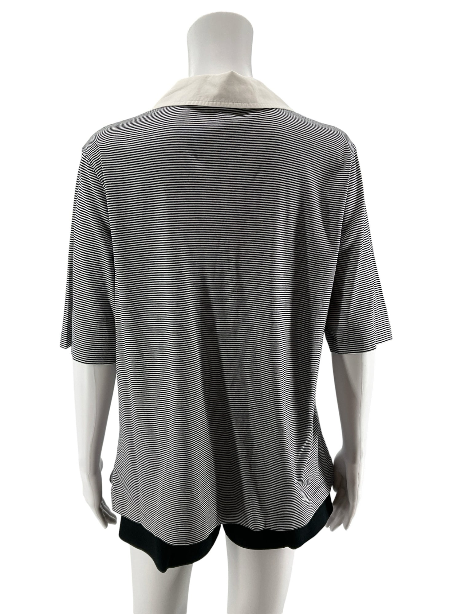 Brooks Brothers Navy &amp;amp; White Stripe V-Neck Polo Top | Size XL