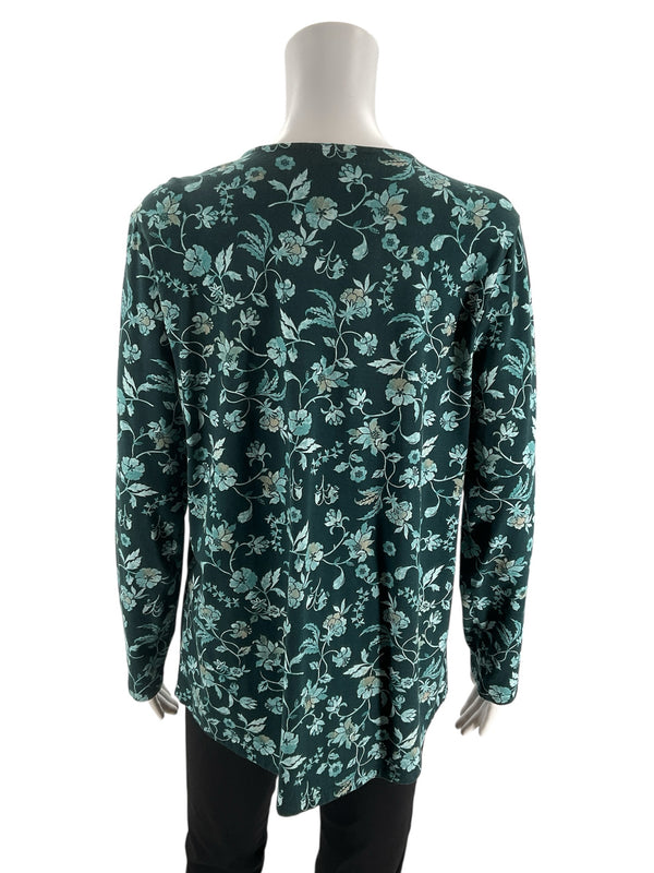 Pure Jill Teal Floral Pre-Owned Ladies Top - Size Medium