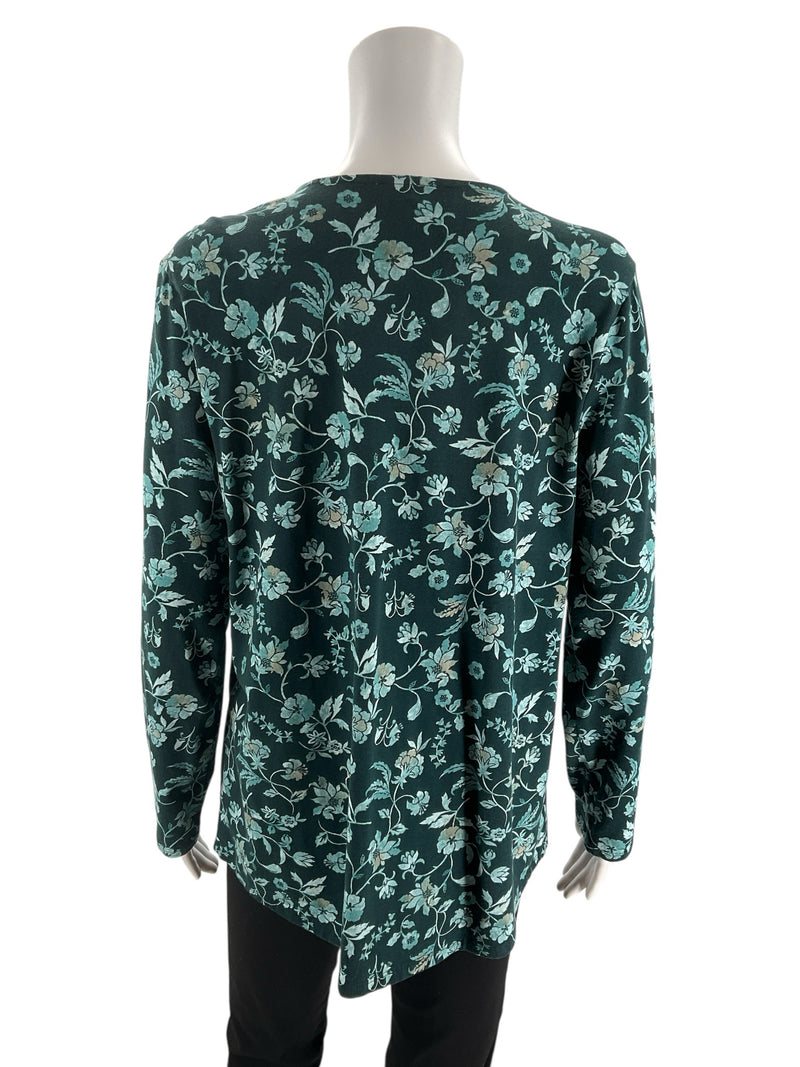 Pure Jill Teal Floral Pre-Owned Ladies Top - Size Medium