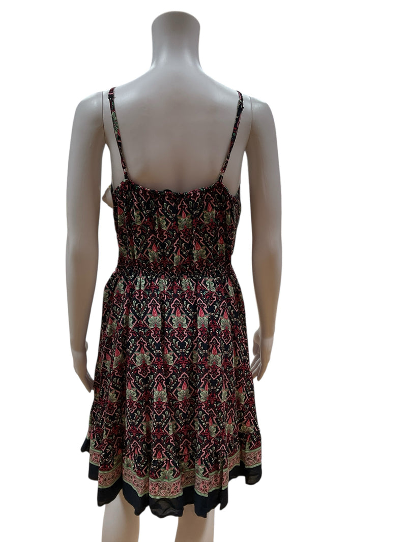 Pretty Garden Navy/Pink/Green Print Pre-Owned Ladies Dress - Size Medium - Margaret’s Fine Consignment