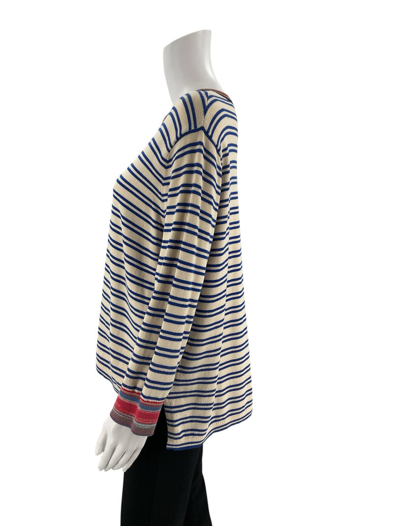 Cabi Tan/Blue Stripe Pre-Owned Ladies Top - Size Medium
